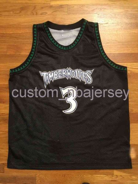 1997-98 Stephon Marbury Road Maglia nera cucita Personalizza qualsiasi numero Nome XS-6XL