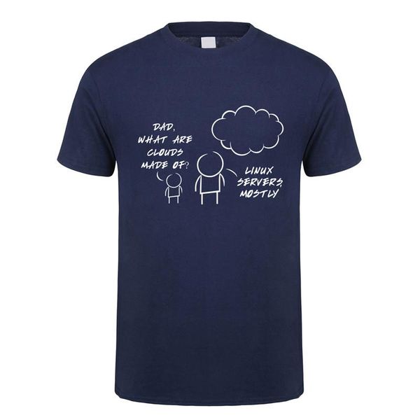 

linux servers mostly cloud t shirt summer men short sleeve cotton computer programmer tshirt funny man t-shirts jl-108 men's, White;black