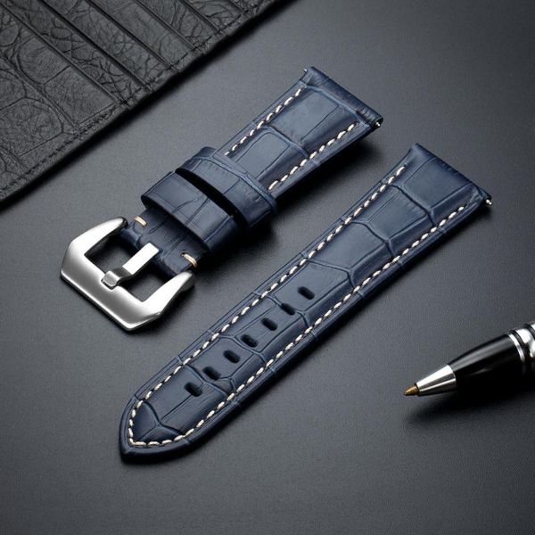 

watch bands embossed genuine leather watchband men business straps 20 22 24 26mm replace band accessories, Black;brown