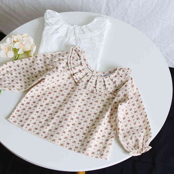 

baby girls shirt children brand baby girl clothes 2020 autumn baby girls cotton long sleeve floral print t shirt g1224, Blue