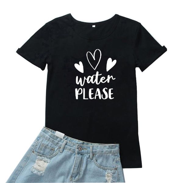 

women's t-shirt water please women tshirt personality letter heart graphic tees casual o-neck tide t shirt vintage cool clothes, White