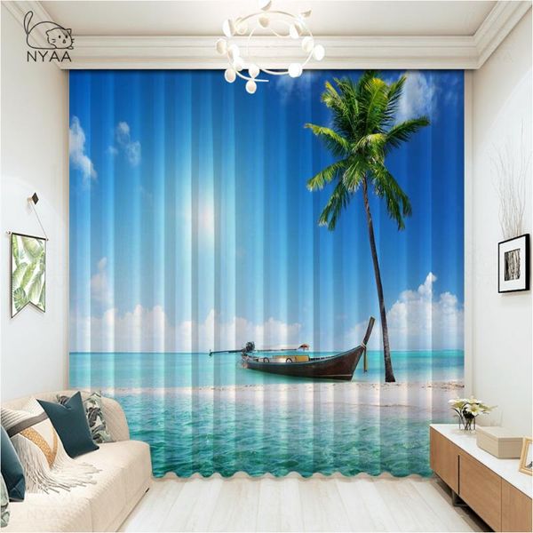

blue curtains for living room summer tropical bed bedroom home decor sky landscape curtain micro shading & drapes