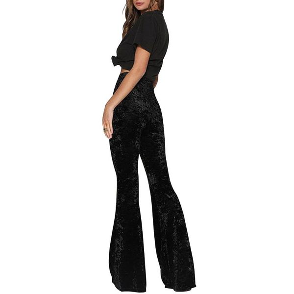 

women's pants & capris casual flare for women high waist velvet trousers wide-leg elegant streetwear slim fit trendy solid female minim, Black;white