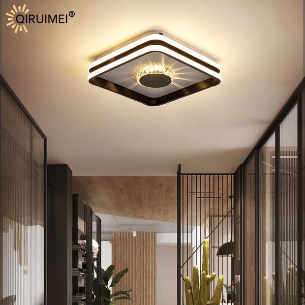 

ceiling lights black white crystal modern led lighting living study room bedroom corridor aisle iron aluminum lamps dimmable