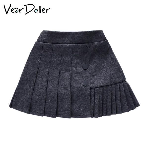 

skirts veardoller 2021 children's clothing autumn winter girl's skirt sweet solid a-line button cute children pleated, Blue