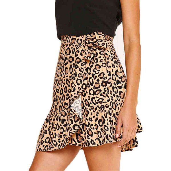 Senhoras Leopard Imprimir Saias Plissadas Mulheres Verão Mini Saia Coreano Elegante Cintura Alta A-Linha Sun Mulheres Curtas Saias Fêmea Saia 210416