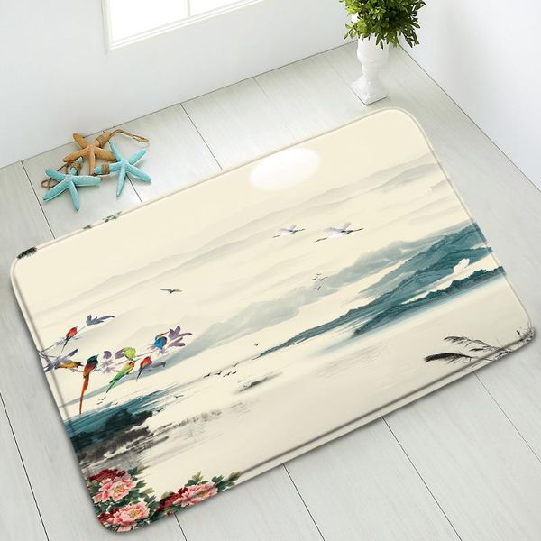 

bath mats chinese style flowers bird non-slip bathroom mat plum blossom bamboo bedroom kitchen indoor doormat absorbent carpet home decor