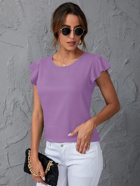 

butterfly sleeve keyhole back blouse j9mv#, White
