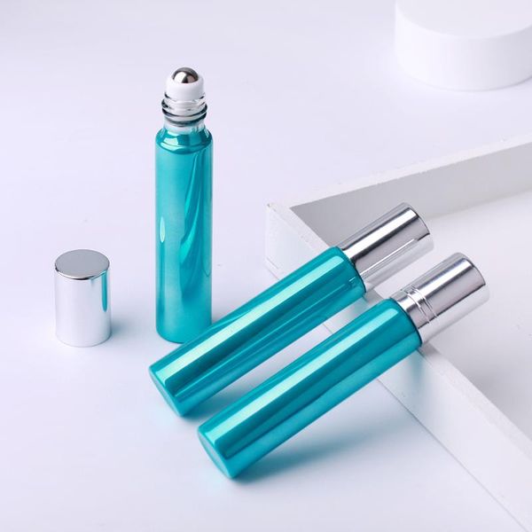 

storage bottles & jars 5pcs/lot 10ml perfume glass bottle green essential oil empty mini sample with roll on cosmetic contaier
