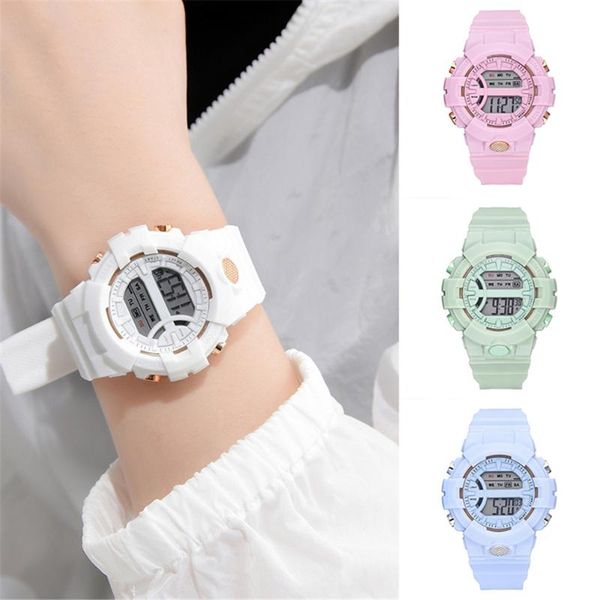 

digital sports watch led screen large face electronic simple for men women students mu8669 wristwatches, Slivery;brown