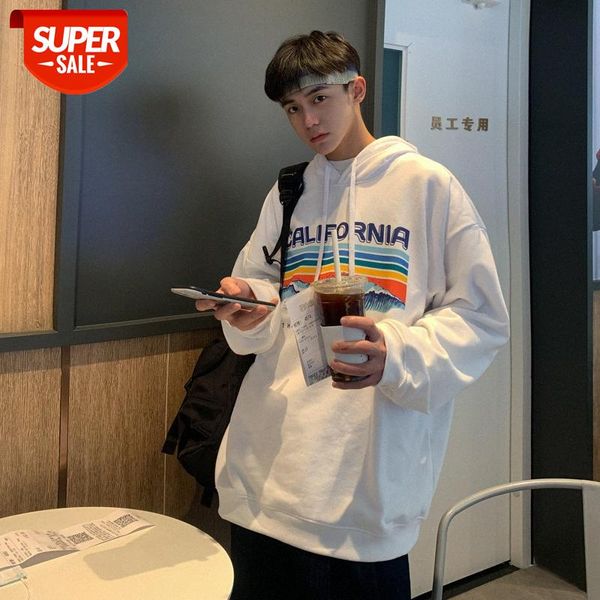 

intfeday dongdaemun flow hooded sweater men and women bf contrast printing hoodie #ta1c, Black