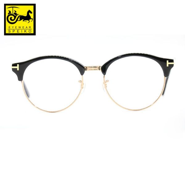 

fashion sunglasses frames 2021 round half-rim eyeglasses for men and women speiko tf5548myopia reading glasses 1.74 lenses unti-blue light, Black