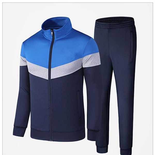 

men's tracksuits casual tracksuit men autumn zipper jackets+pants 2 pieces sets male slim fit sportswear suit fashion patchwork clothes, Gray