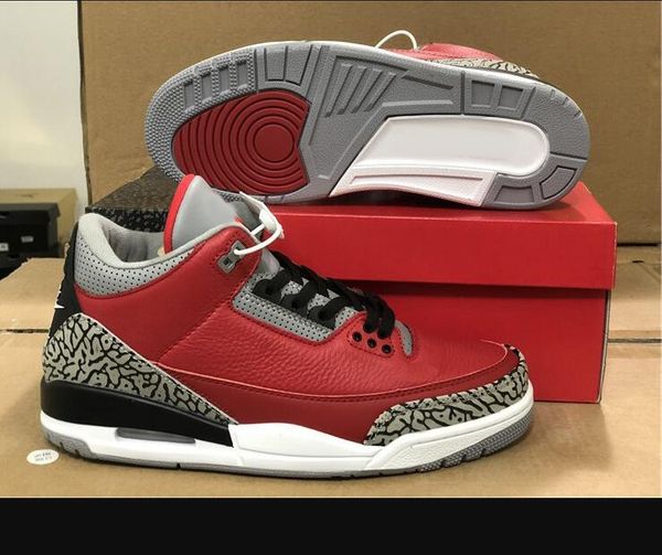 

3 se red cement mens basketball shoes 3s fire red grey-black sports sneakers trainers ck5692-600 with original box us 7-12