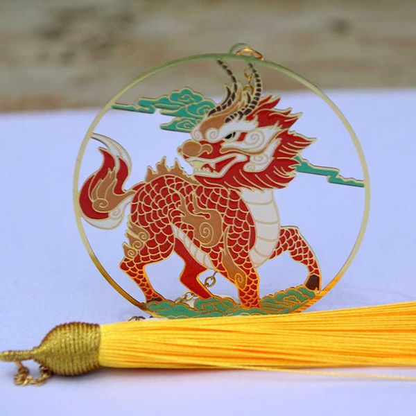 

bookmark 1pc cute golden kirin cartoon art metal tassel pendant book mark page folder decor office school supplies stationery