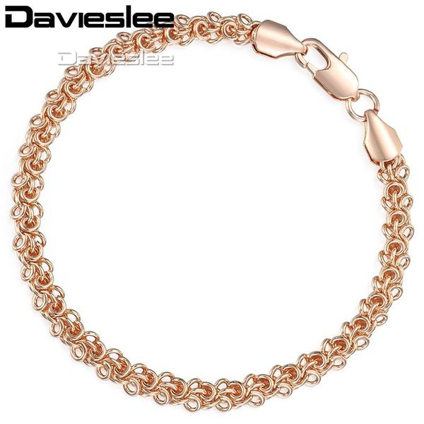 

womens bracelet 585 yellow white rose gold filled link chain swirl 5mm 18cm 20cm 23cm gbm74 link,, Black