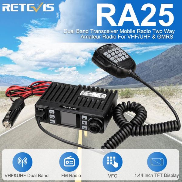 

retevis ra25 walkie talkie for car uv dual band/gmrs tft lcd two war radio 20w mobile 500/30ch amateur truck
