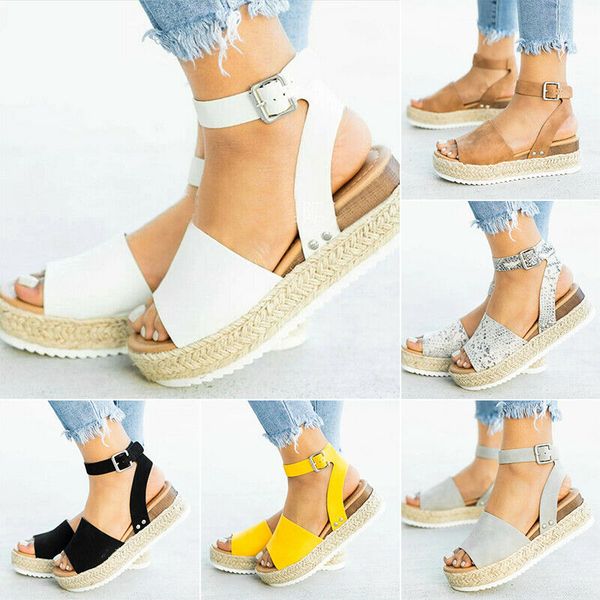 

wedges shoes for women sandals plus size high heels summer 2021 flip flop chaussures femme platform sandals, Black