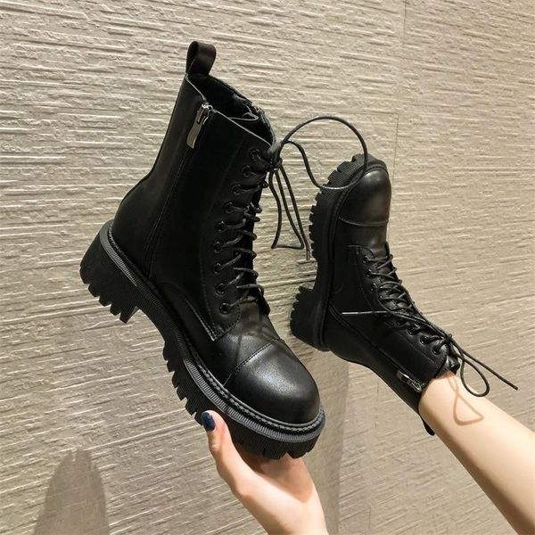 

dress shoes boots women's winter autumn british short 2021 fashion, Black