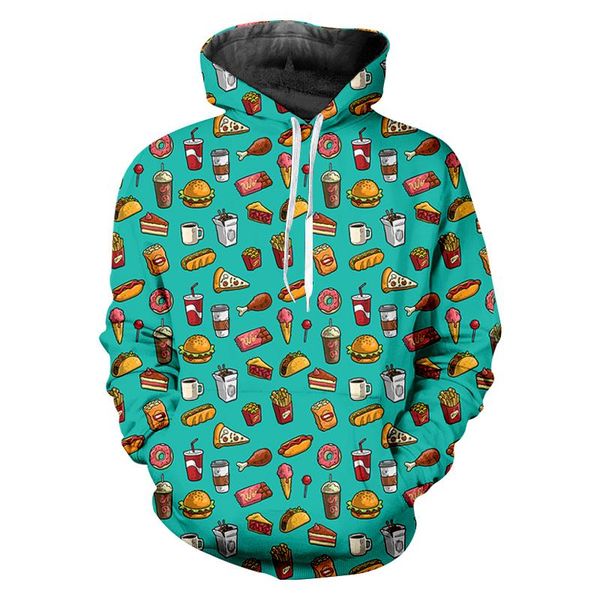 

men's hoodies & sweatshirts ifpd eu/us size novelty stitching green 3d burger ice print hoodie harajuku streetwear casual pullover plu, Black