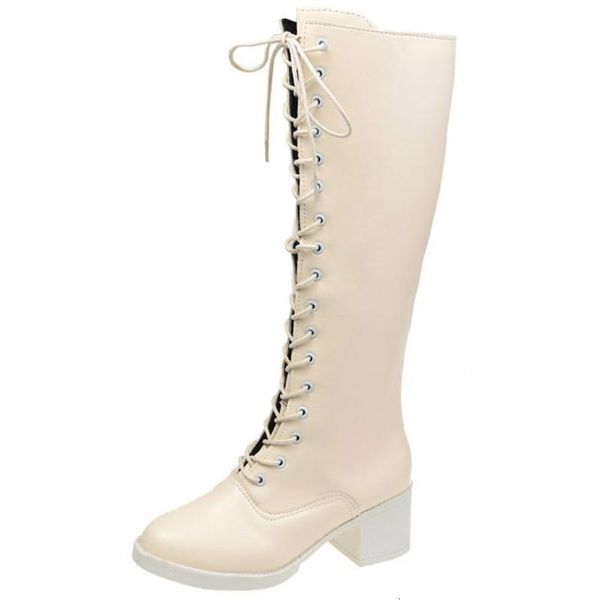 

sarairis high heels mid calf women handmade boots ladies round toe zipper solid shoes 6d24, Black