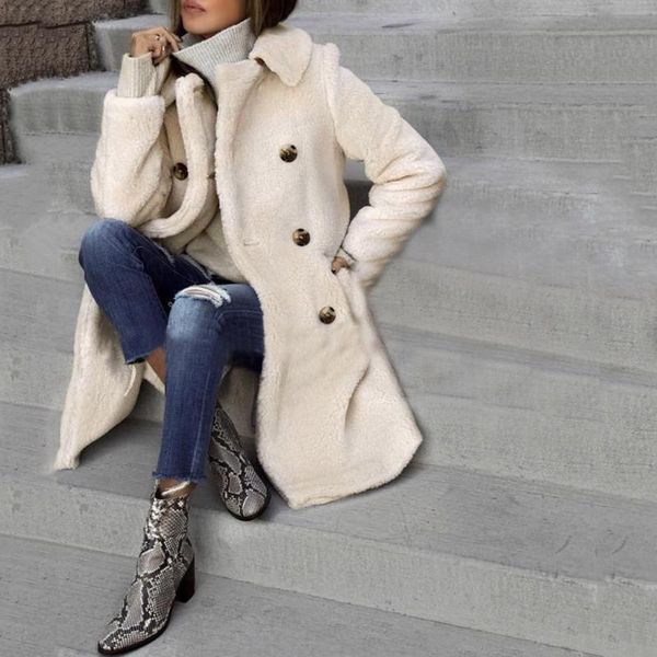 

women's jackets 2021 fashion women jacket womens winter lapel loose long woollen double-breasted coat outwear warm #40%, Black;brown