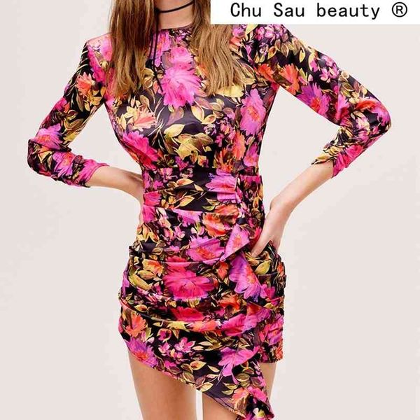 

fashion summer casual chic floral print mini dress women party style backless o-neck dresses female vestidos 210508, Black;gray