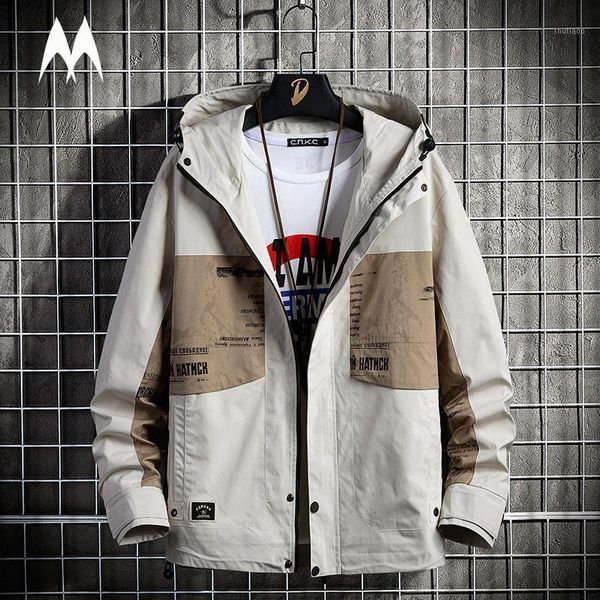 

men's jackets 2021cargo jacket hooded coats men steet trend hip hop fashion print coat mens casual loose plus size outwear streetwear, Black;brown