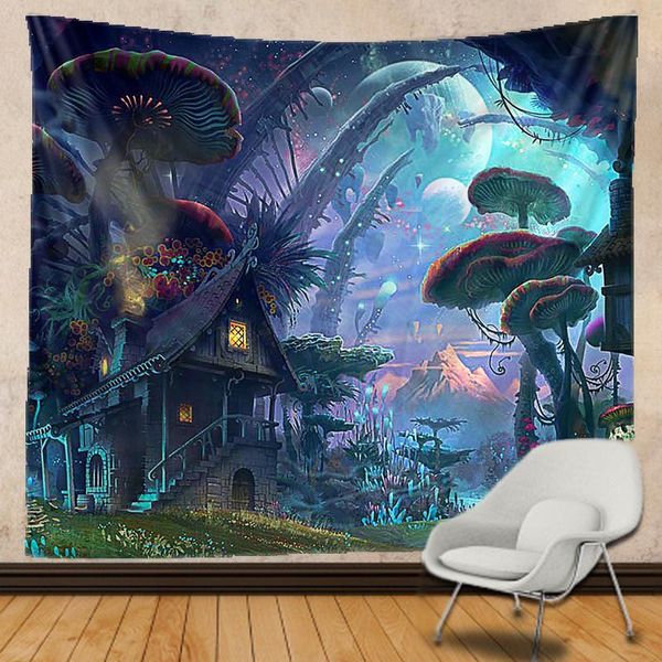 

tapestries psilocybin mushroom mandala tapestry wall hanging bohemian gypsy tapiz witchcraft 95x73/150x100