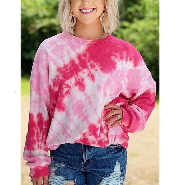 

women's hoodies & sweatshirts pink tie dye crewneck casual female sweatshirt released autumn polyester girls the size of pullovers 8at, Black