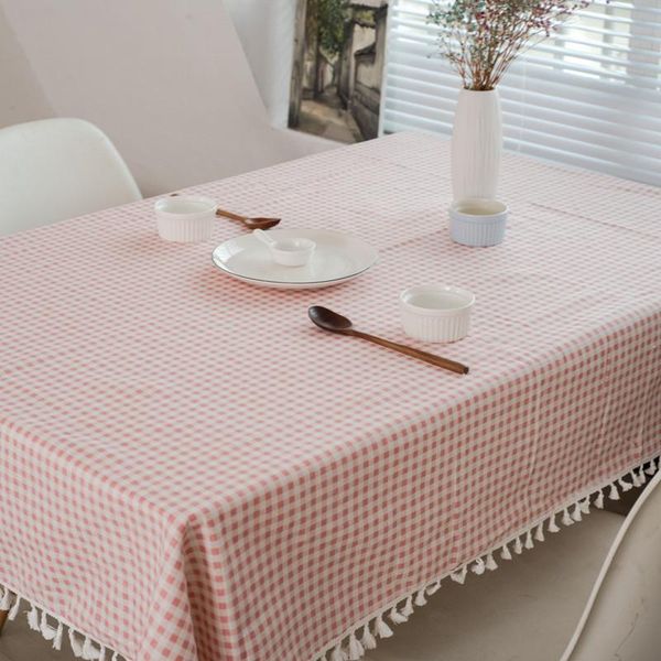 

table cloth cfen a's nordic small plaid cotton linen tablecloth with tassel quality cover tea kitchen dining place mats