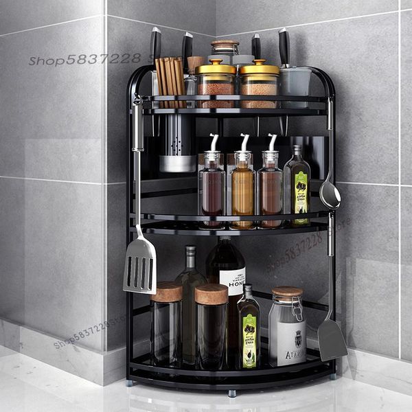 

kitchen storage & organization corner shelf condiment rack supplies wall hanging floor spice stainless steel triangle