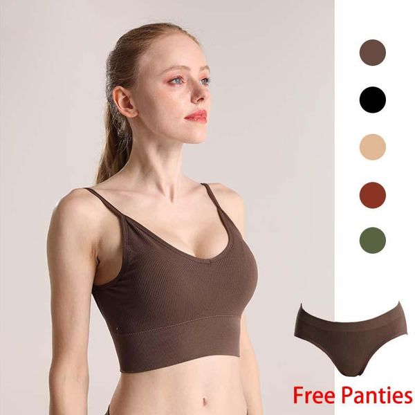 

yoga outfit smeless sports bra women's crop panties women padded tank seamless bralette comfort push up