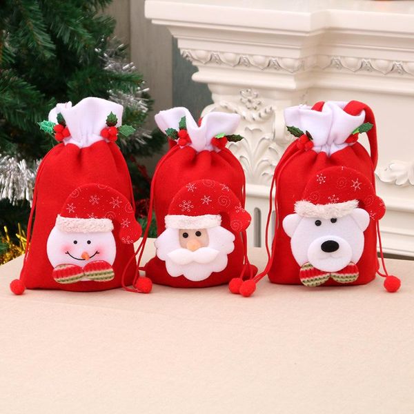 

christmas decorations gift bags reusable made of durable fabric with ribbon and tag for holiday
