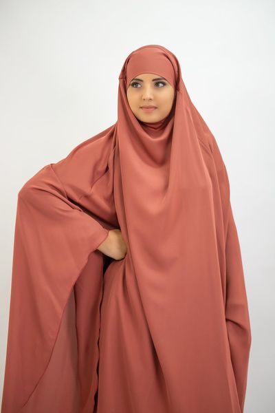 

eid hooded muslim long khimar women hijab dress prayer garment jilbab abaya full cover ramadan gown burka islamic clothes niqab, Red