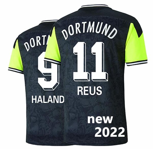 

men's t-shirts man 2021-2021 sancho reus hazard haaland hummels 3rd home away jersey, White;black