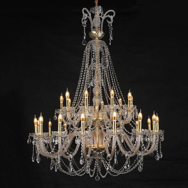 

chandeliers traditional classic crystal chandelier luxury villa hollow hall living room duplex building golden big lamp