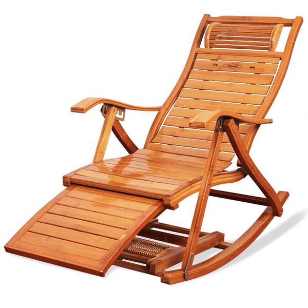 

rocking chair folding bamboo recliner outdoor leisure with handle old man balcony wooden chaise longue wall clocks