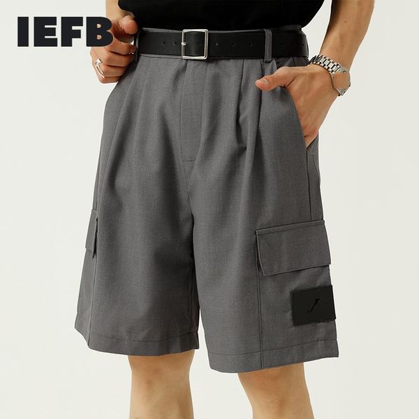 

men's shorts iefb suit 2021 summer korean loose casual wide leg trend personalized knee length lable big pocket y7801, White;black