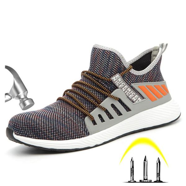 

boots outdoor 2021 steel toe men's anti slip breathable protective work shoes puncture proof safety size 48, Black