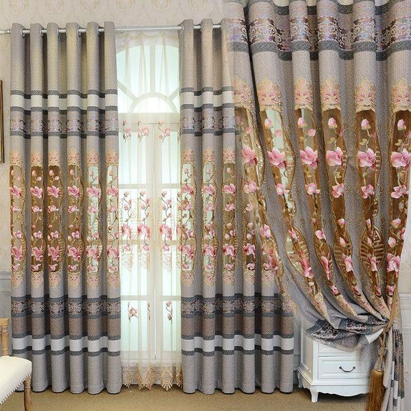 

european curtain color woven stitching living room bedroom water soluble embroidery fabric shade curtains & drapes