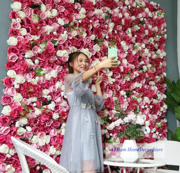 

ivory blush rose silk flower board artificial flowers and plants 3d wall wedding po background party home decoration decorative & wreaths