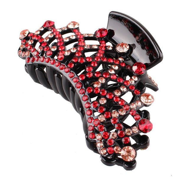 

hair clips & barrettes women's acrylic crystal clip crabs big fashion floral hairpin double layer fixing ladies accessories, Golden;silver