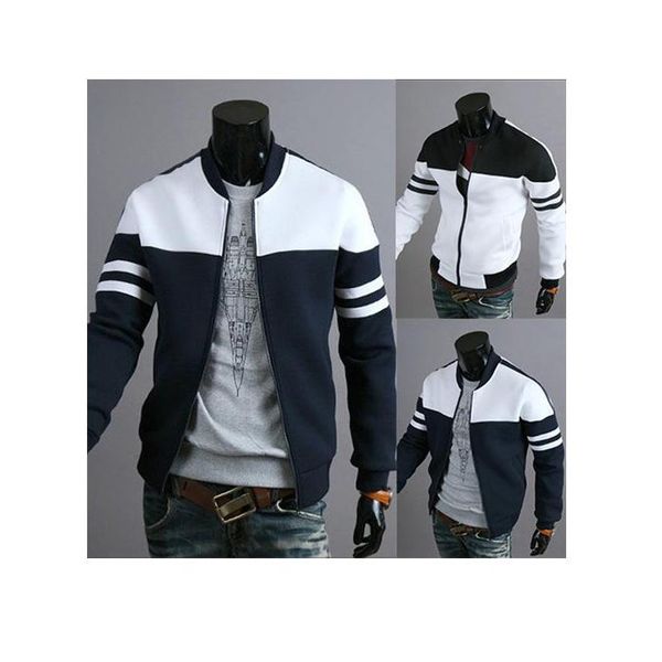 

men's jackets 2021 jacket fashion ribbon decoration stitching design coat clip, Black;brown