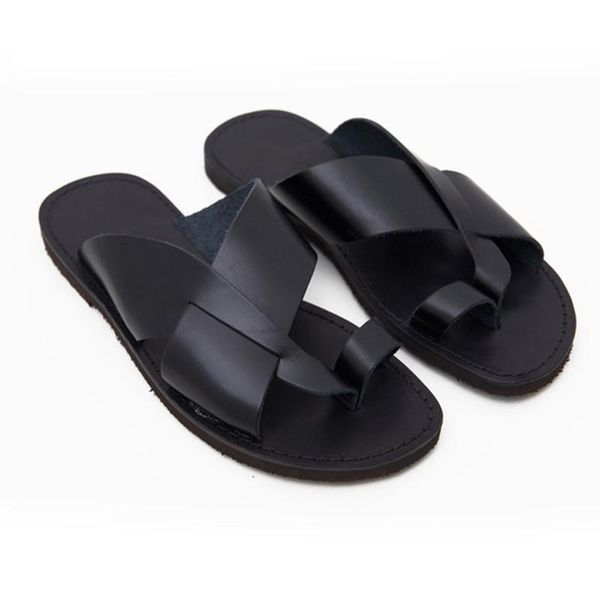 

sandals men slides casual summer flat slippers flip male solid outside shoes comfortable rome footwear beach big size, Black
