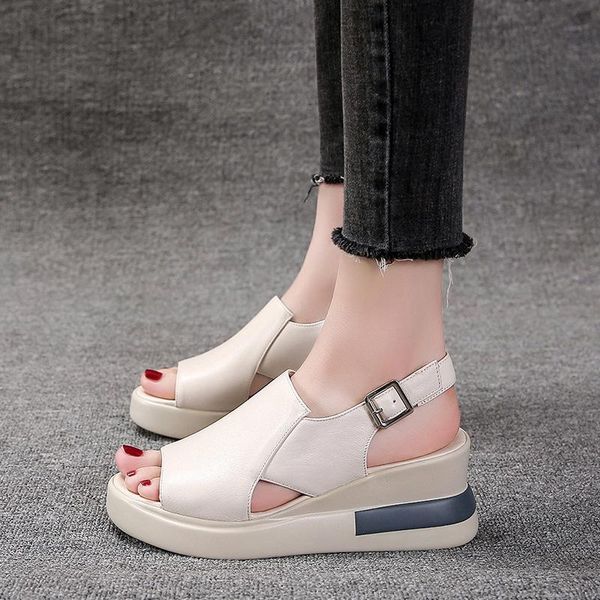 

sandals women solid color buckle open toe for ladies casual soft beach summer shoes thick bottom slippers, Black