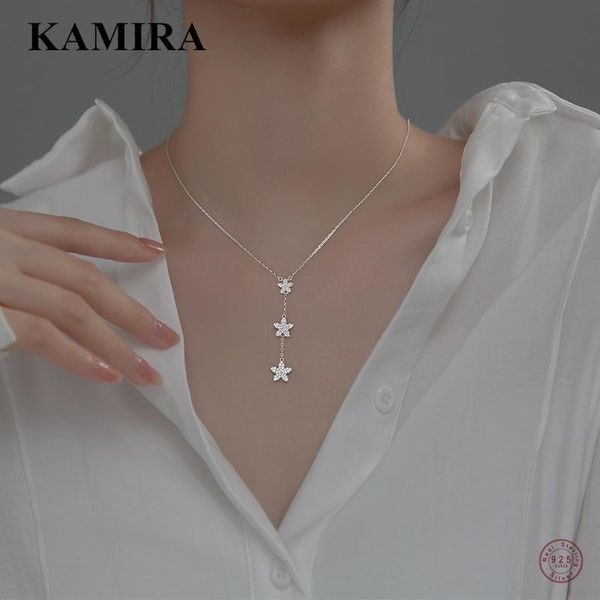 

chains kamira 925 sterling silver punk gothic star flower pendant chain link necklace for women anniversary charms fashion jewelry 2021
