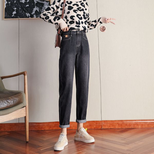 

harem breech breeches high waist women valentine's pants brim ankle length mother's mother female winter loose denim straight, Blue