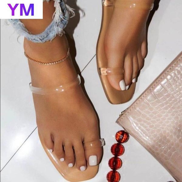 

women's sandals summer clear shoes female beach flat heels toe set ladies zapatillas casa mujer sapato feminino 43, Black