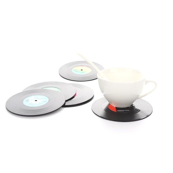 

mats & pads 2/4/6pcs environmental plastic record table placemats simple and creative mug heat-resistant cup coasters